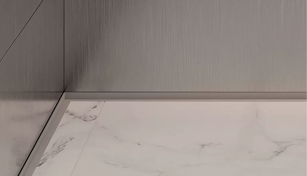 Premium modern elevator interior CGI with warm gold panels, minimal lighting, and luxury residential lobby design.