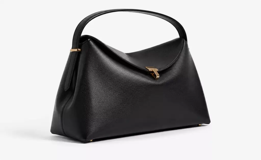 Photorealistic Toteme handbag CGI render in black leather with gold clasp
