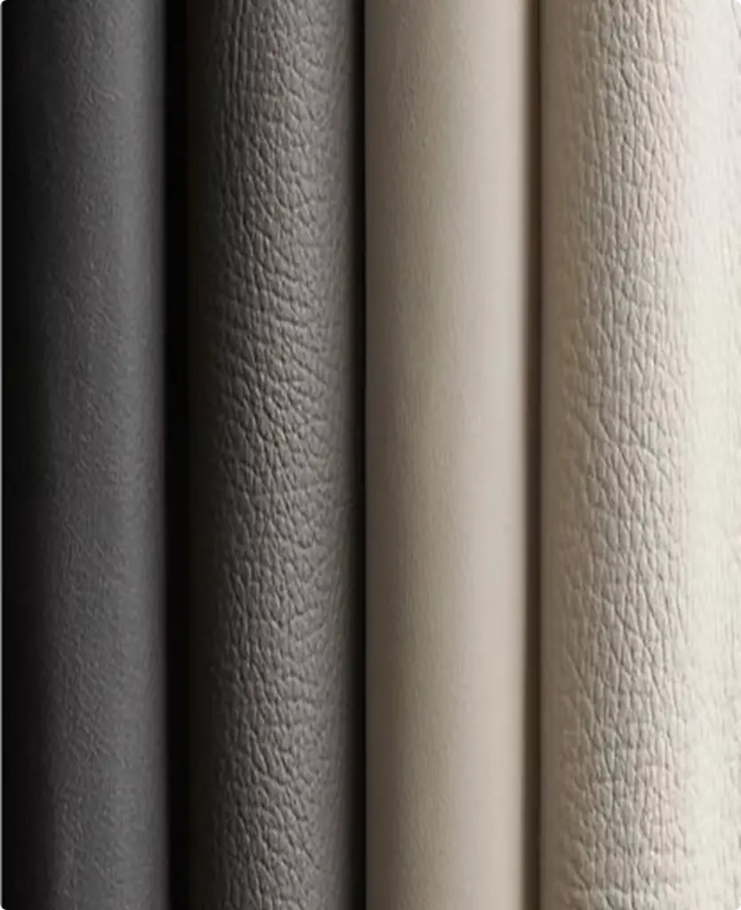 Toteme leather swatches in black taupe and beige tones