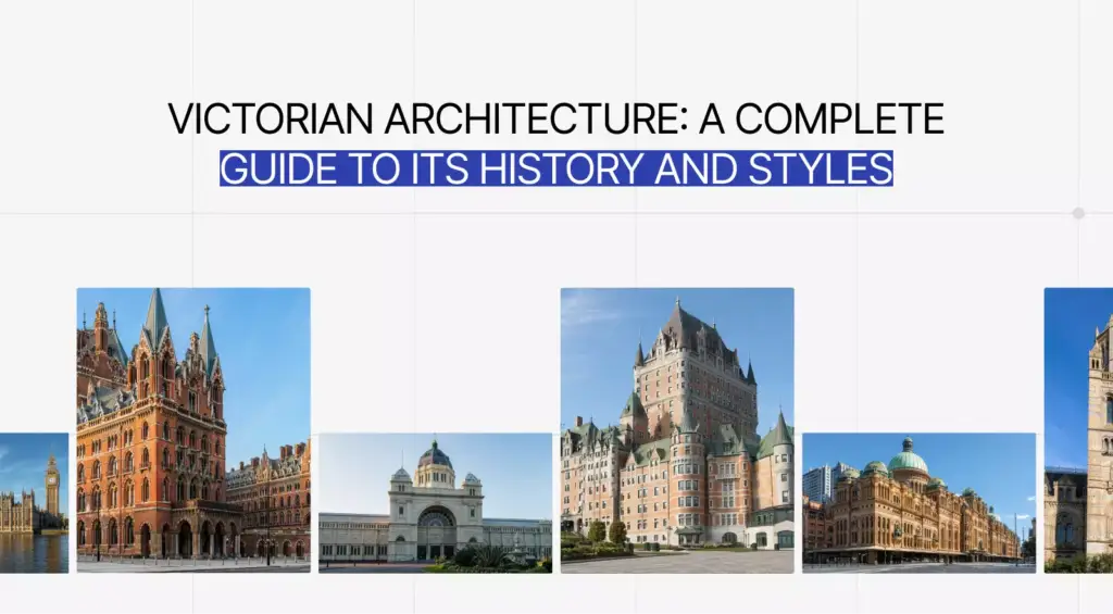 Victorian architecture title graphic with historic building thumbnails and guide text
