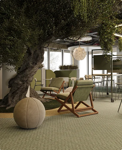 Interior rendering of a relaxation area