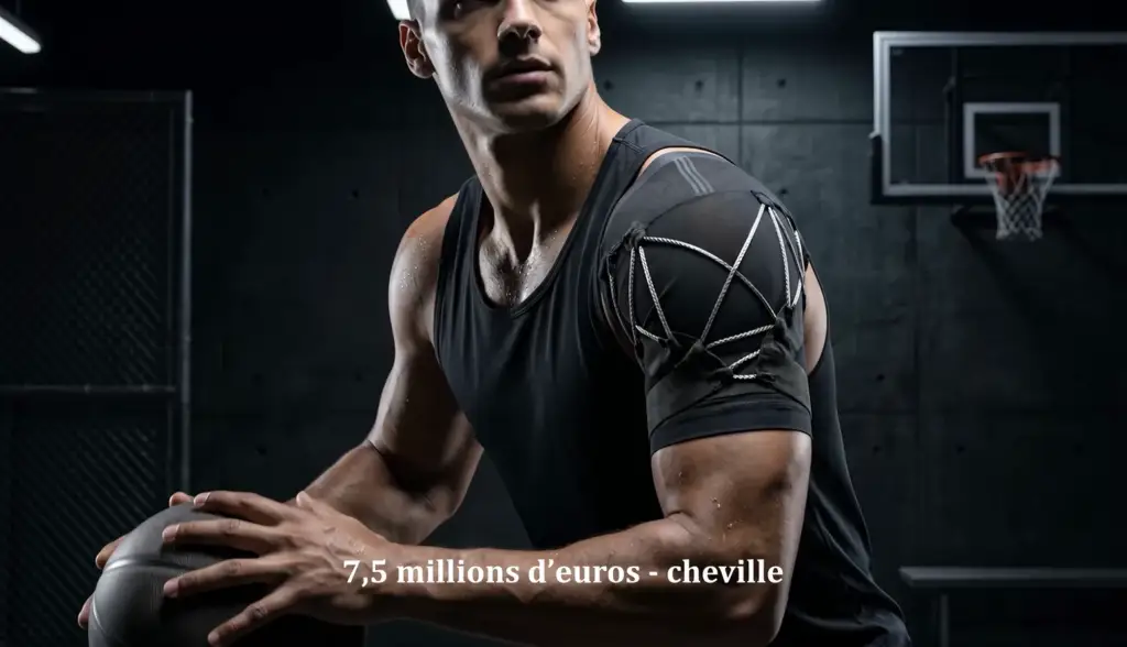 Athlete with a basketball and chalk in an intense studio scene.
