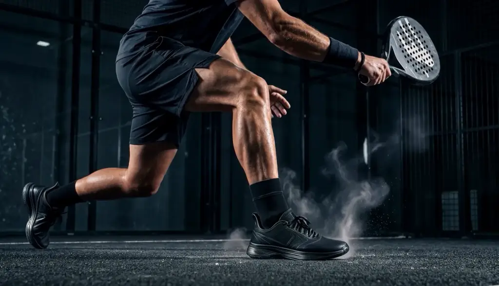Athlete in an explosive jump with chalk dust, dynamic action.
