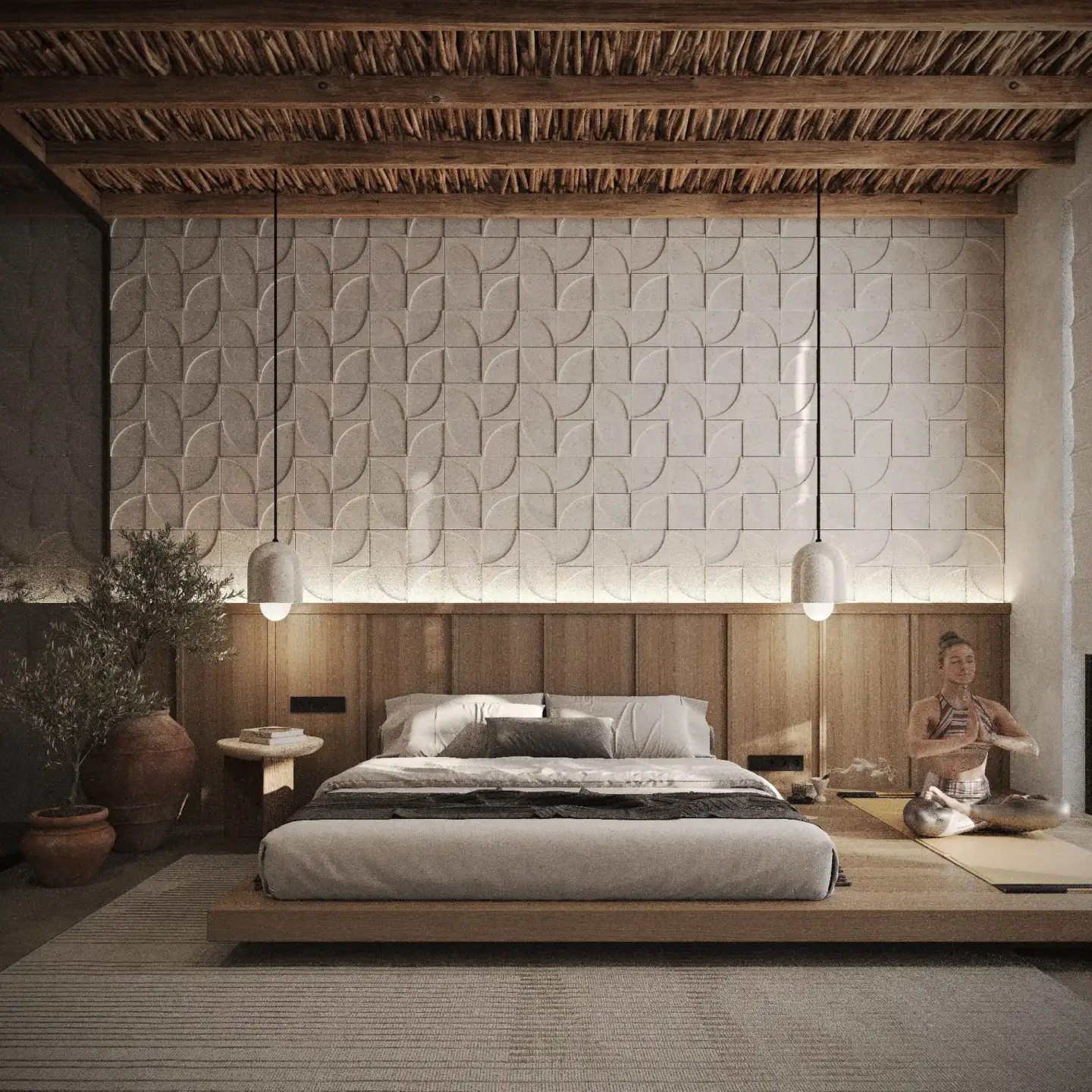Nautical Interior Design: Colors, Materials, and Modern Ideas Interior render of a light villa living space with navy and white contrast and natural wood, illustrating nautical material pairing