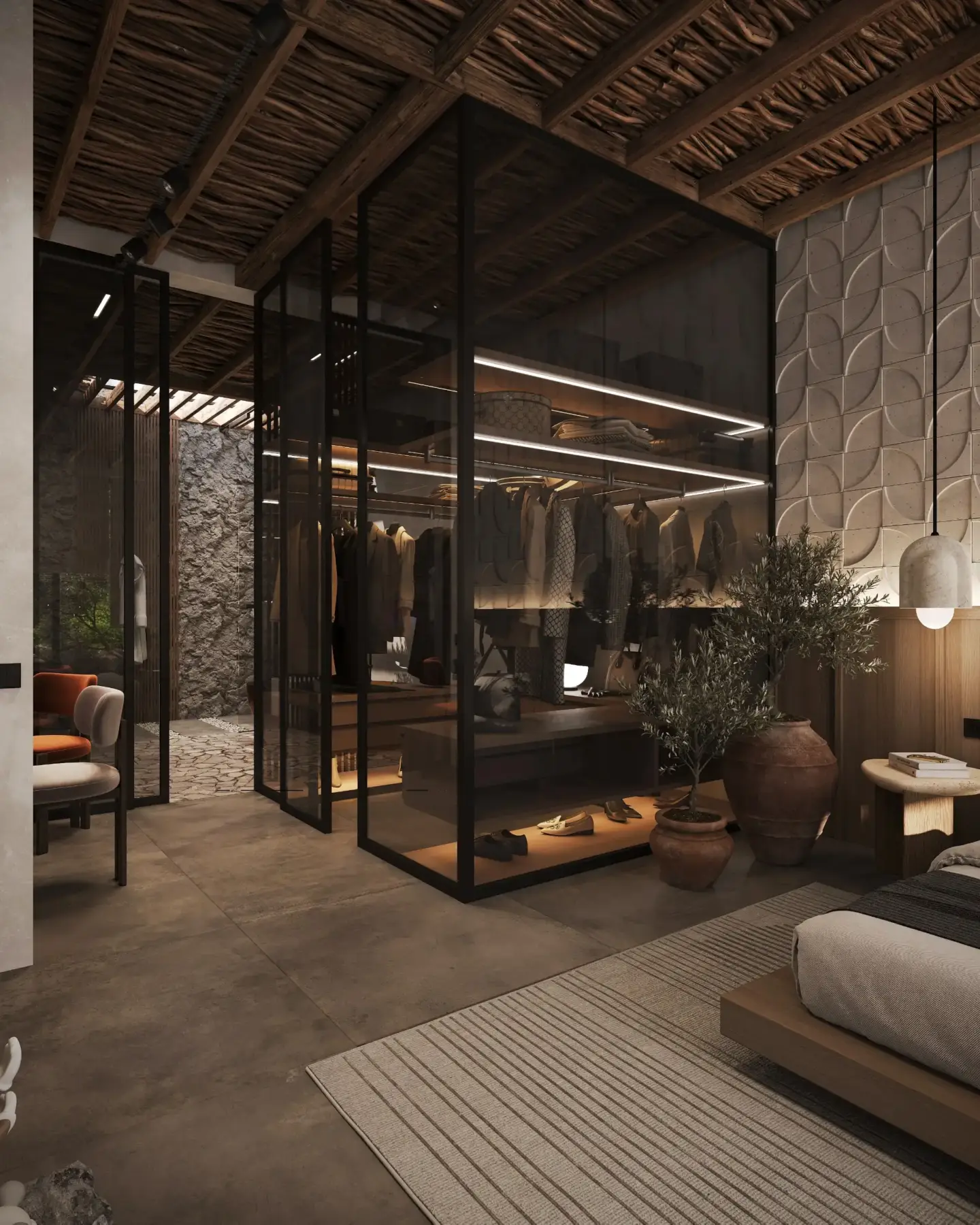 Bali Serenity villa interior visualization in warm tropical japandi style from our Bali studio review.