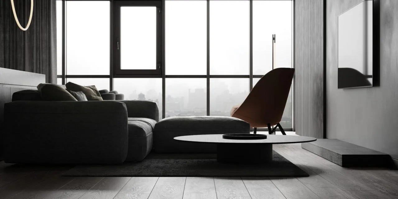 ¿Cuánto cuesta un render 3D? Precios en 2026 y factores Render 3D de salón contemporáneo: ejemplo visual de cuánto cuesta un render 3D