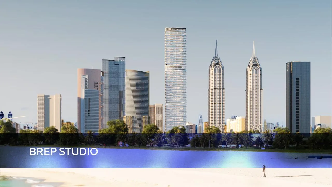 City skyline architectural visualization City skyline architectural CGI visualization for real estate marketing