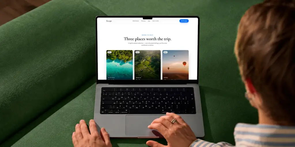 Escape travel app screen design