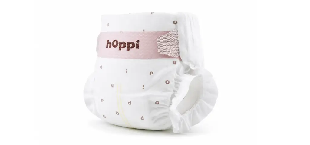 Back detail of a hoppi diaper waistband, baby diaper product render.