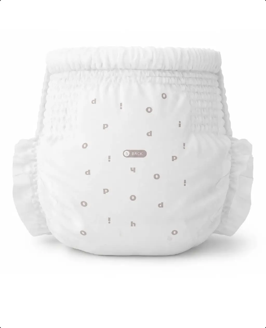 Front view of a plain hoppi diaper, baby diaper product render.