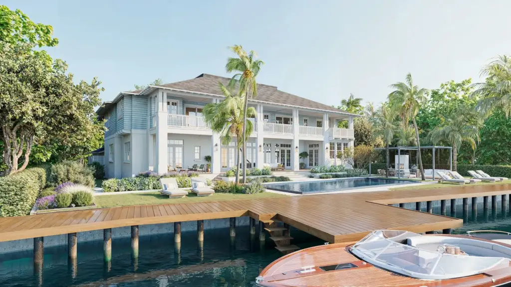 Mediterranean Architecture: Styles, Features & Examples Mediterranean villa exterior with stucco walls, arched openings and a tile roof, 3D architectural rendering