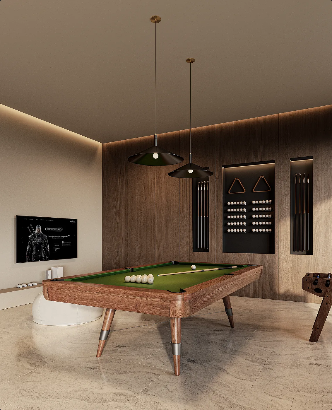 Office interior visualization of a workspace detail with natural materials