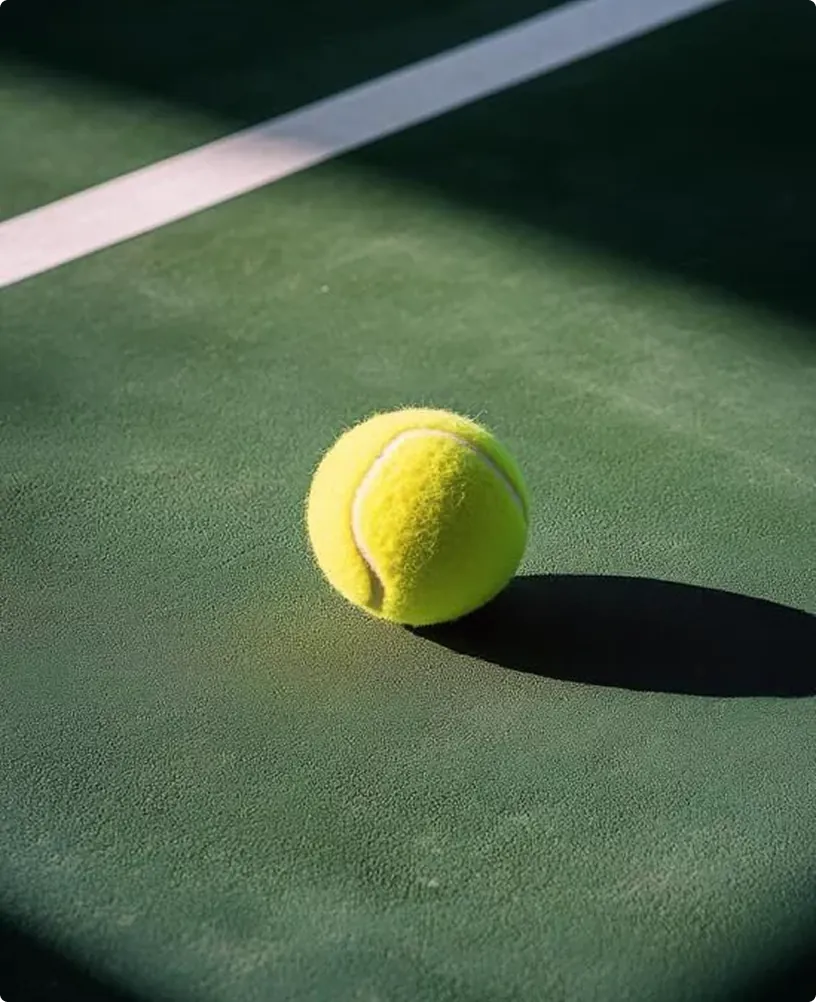 Aerial CGI of a private padel court integrated into a tropical landscape with surrounding palm canopy and villa grounds.
