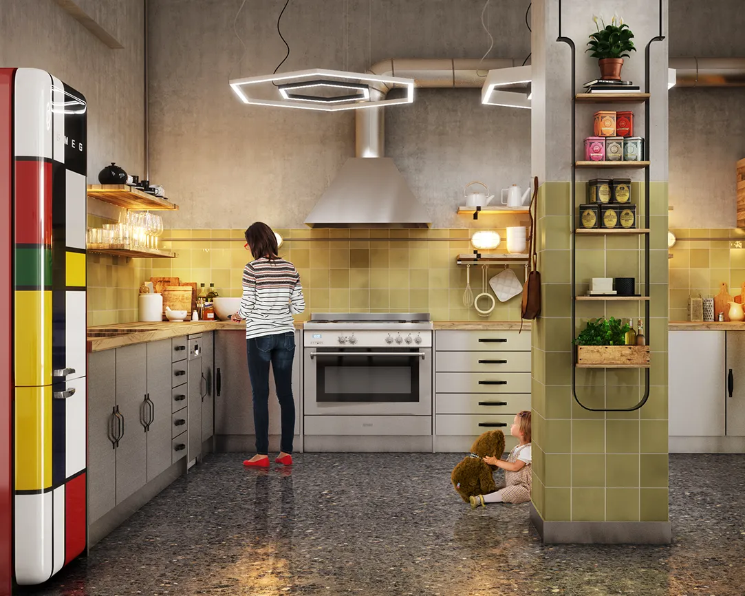 Best 3D Rendering Companies in the Netherlands 3D interior rendering of a modern Dutch kitchen with realistic residential visualisation.