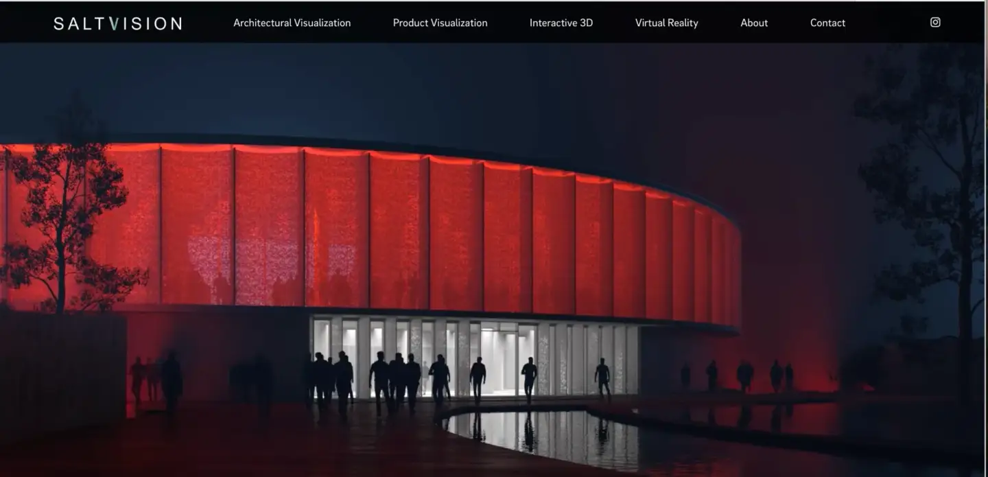 Best 3D Rendering Companies in Belgium Cinematic architectural visualization by Saltvision, showcasing contemporary building design and lighting